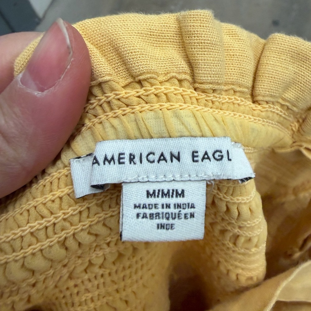 American eagle rushed Yellow Ruffle Dress - Picture 7 of 9